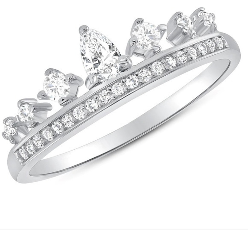 New 925 Sterling Silver Crown Ring Band Girls ladies
